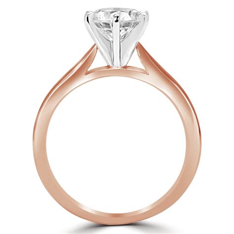 Round Cut Diamond Solitaire Cathedral Set 6-Prong Engagement Ring in Rose Gold - #2544L-SMALL-R ...