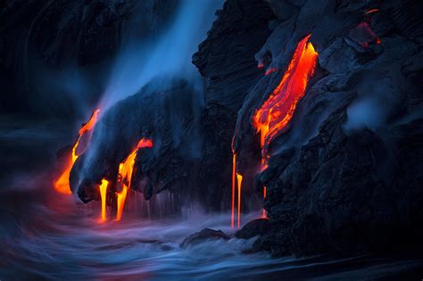 Tom Kualii, Nature, Rocks, Sea, Volcano, Smoke, Volcanic eruption, Lava, Hawaii, Island ...