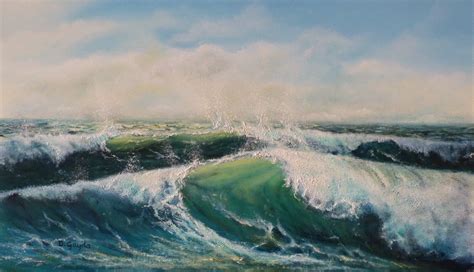 David Gayda marine, Seascape and wave painting artist: Waves 14 x 8 inch oil on board.