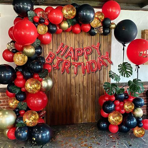 Red and Black Gold Balloons Birthday Valentines Day Party Decorations – Theme My Party