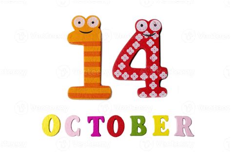 October 14 on white background, numbers and letters. 5203614 Stock Photo at Vecteezy