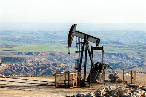 View Of The Pumpjack In The Oil Well Of The Oil Field The Arrangement Is Commonly Used For ...