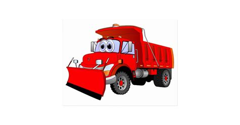 Red Snow Plow Cartoon Postcard | Zazzle