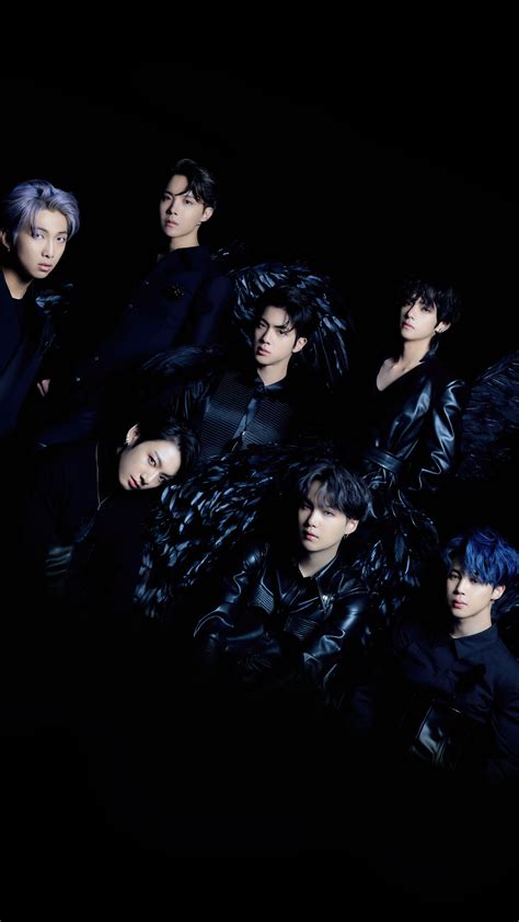 Bts, Map Of The Soul 7, All Members, Black Wings, 4k - Bts With Black Background (#3167500) - HD ...