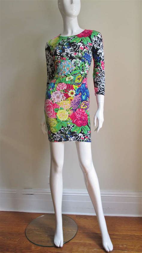 Vintage Gianni Versace Multi Patterned Dress For Sale at 1stdibs