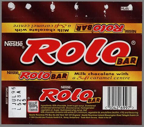 Chocolate Wrappers | UK – Nestle – Rolo Bar – chocolate candy bar wrapper – 1996 | MINIATURE ...