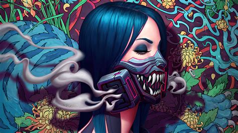 Cyberpunk Gas Masks Artwork Painting Oni Mask Wallpaper - Resolution:1920x1080 - ID:1138709 ...