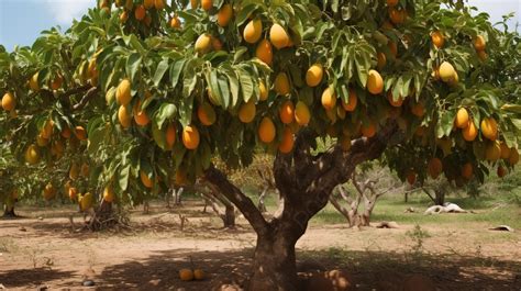 Mango Tree With Ripe Fruit On It Background, Mango Tree Picture, Mango, Fruit Background Image ...