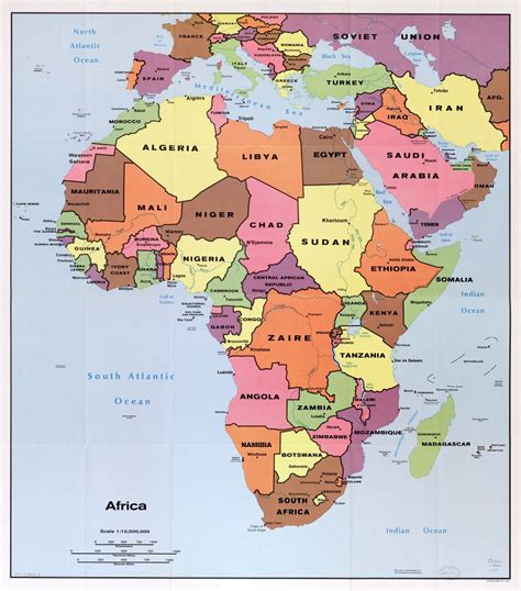 Large scale detail political map of Africa with the marks of capital cities, large cities and ...