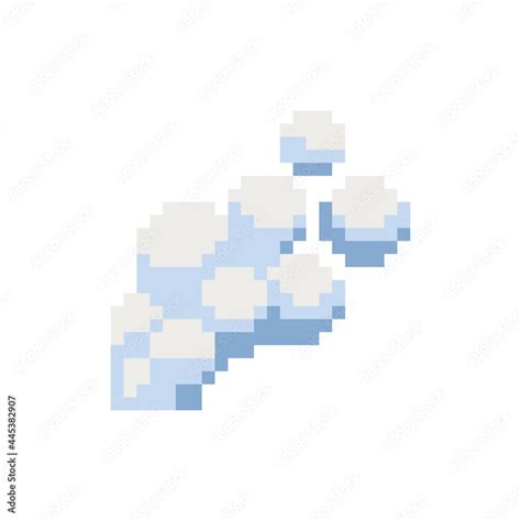 Smoke pixel art icon. Grey cumulus cloud, smoke fog effect vector Illustration on a white ...