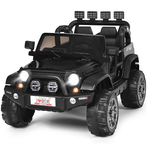 HONEY JOY 13 in. 12-Volt Electric Kids Ride On Truck Toys 2 Seater Jeep Car with Remote Control ...