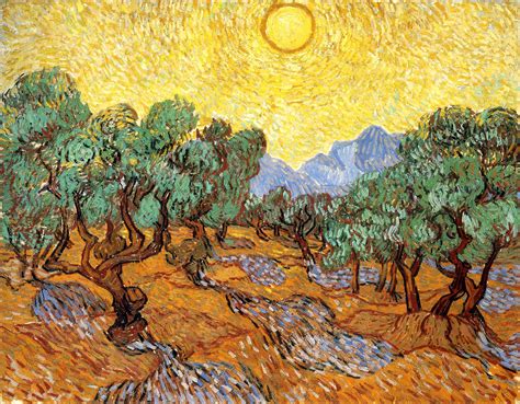 Olive Trees with Yellow Sky and Sun - Vincent van Gogh - WikiArt.org - encyclopedia of visual arts