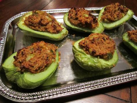 stuffed mirlitons (chayote squash) casserole