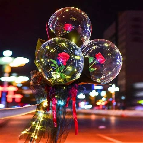 Led Rose Balloons, Transparent LED Light Up Balloons, Helium Glow ...