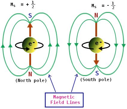 Which direction do electrons orbit around/near the nucleus differ in aligned magnetic atoms ...