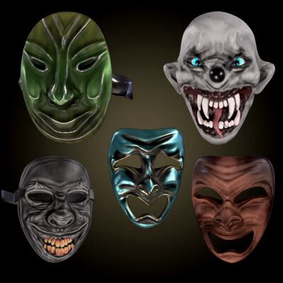 Clown Masks Pack (5 Masks) - 3D Model by Valeria Miller