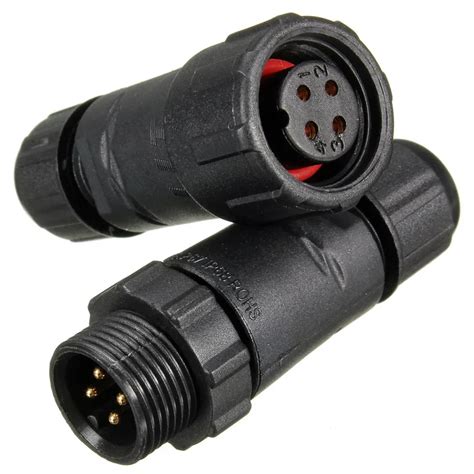 4 Pins Docking Line Connector Assembled IP68 Waterproof Grade Electrical Connector Plug Socket ...