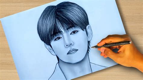 BTS Drawings / BTS V drawing/ How To Draw V Bts/ Easy Pencil Drawing For beginners / Kim ...