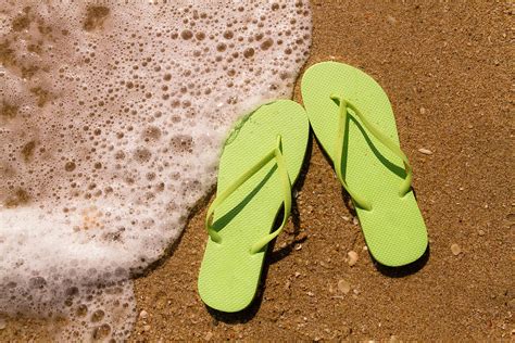 Green Flip Flops on the Beach Photograph by Teri Virbickis - Pixels