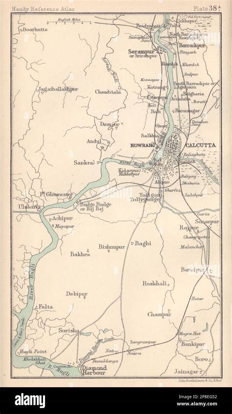 Hawrah & Calcutta environs. British India. BARTHOLOMEW 1898 old antique ...