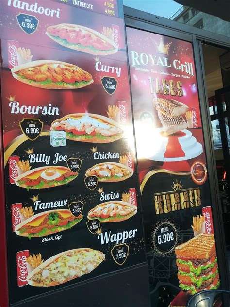 Menu at Royal Grill restaurant, Marseille