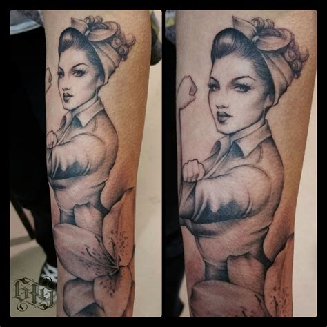 Traditional Rosie The Riveter Tattoo