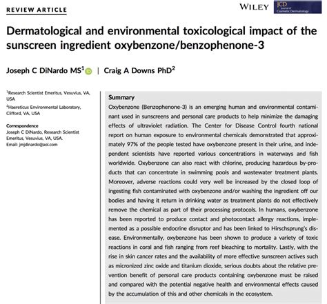 Dermatological Toxicological Impact of Oxybenzone - Ban Toxic Sunscreens