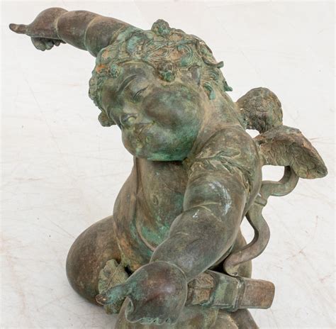 Bronze Winged Cherub Sculptures Side Table Base – Showplace