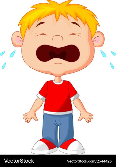 Young boy cartoon crying Royalty Free Vector Image