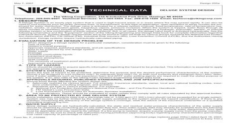 TECHNICAL DATA DELugE sysTEm DEsIgN - Viking Corp · A Deluge System is an empty pipe system that ...