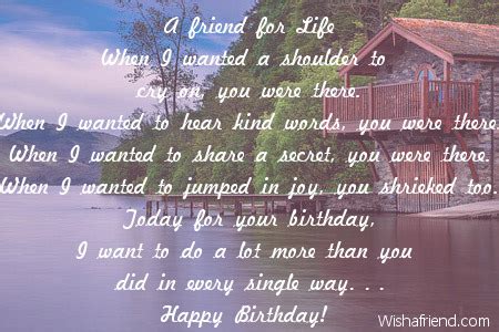 A friend for Life , Friends Birthday Poem