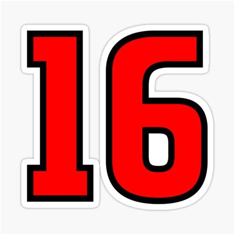 Red Number 16 Stickers | Redbubble