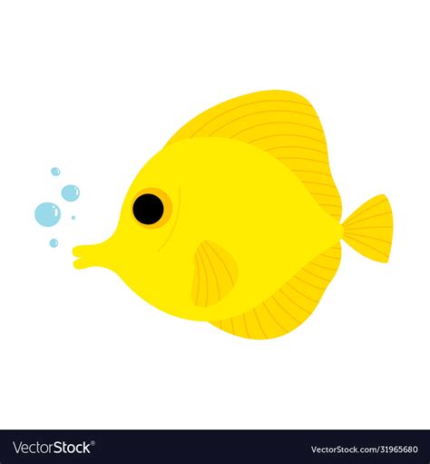 Yellow tang fish animal cartoon character Vector Image