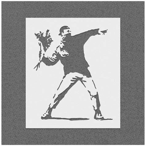 Banksy Rage Flower Thrower Art Stencil | Stencilmonkey