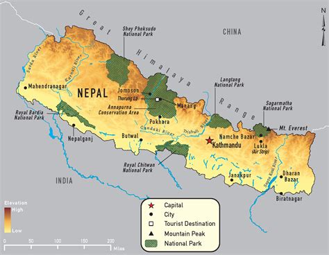 Map Of Nepal And Surrounding Areas - Middle East Political Map