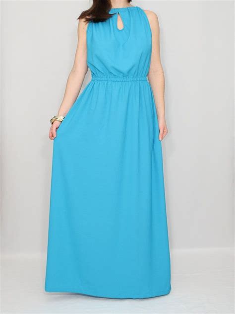 Aqua blue dress Chiffon maxi dress Keyhole dress for by KSclothing, $34.00 | Maxi dress, Aqua ...