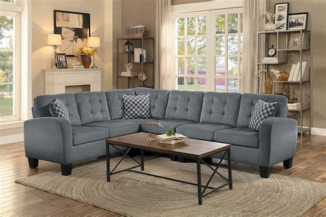 Homelegance Sinclair L-Shaped 2-Piece Sectional Sofa with Tufted Accents and Three Geometric ...