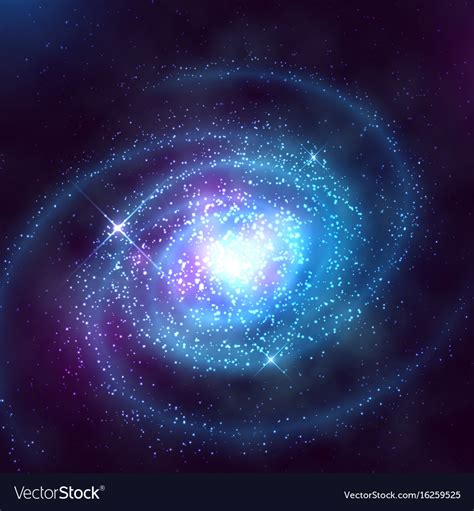 Spiral galaxy in outer space with starry blue sky Vector Image