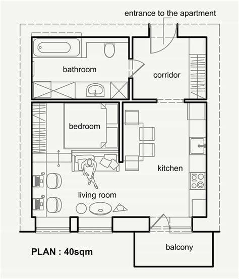 Living Small With Style: Beautiful Small Apartment Plan Under 50 sqm, Ukraine