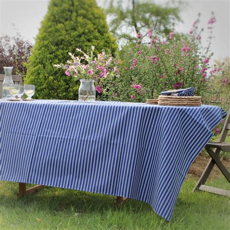 Blue Striped Cotton Tablecloth By Lucy Green Designs