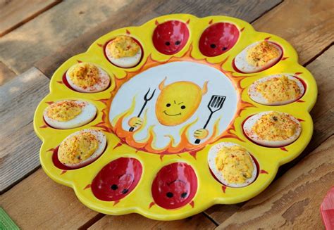 Devilishly Cute Egg Platter | Ceramic painting, Pottery painting, Deviled eggs