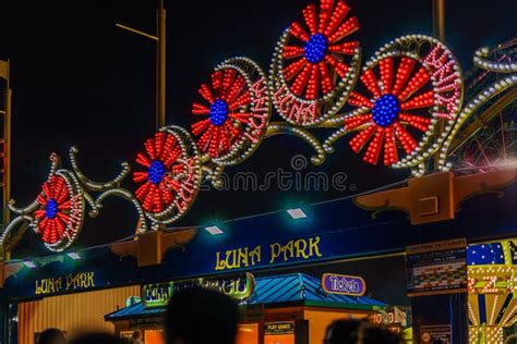 Coney Island Luna Park at Night Brooklyn New York Editorial Stock Photo - Image of historic ...