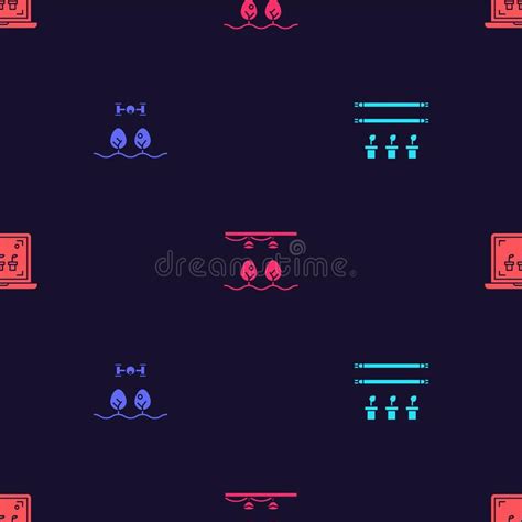 Set Smart Farm with Bulb and Plant, Drone, and Farming Technology on Seamless Pattern. Vector ...