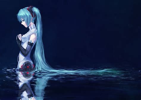 Vocaloid, Hatsune Miku, Blue Hair, Water, Anime, Anime Girl wallpaper ...