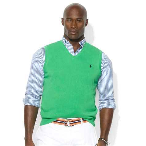 Lyst - Ralph Lauren Vneck Pima Cotton Sweater Vest in Green for Men