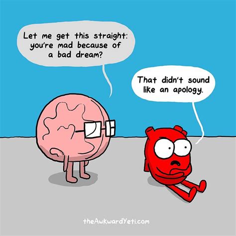 Bad dream. [Heart and Brain] Cute Comics, Funny Comics, Funny Cartoons ...