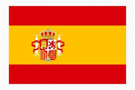 the flag of spain is shown in red, yellow and white with a crown on top