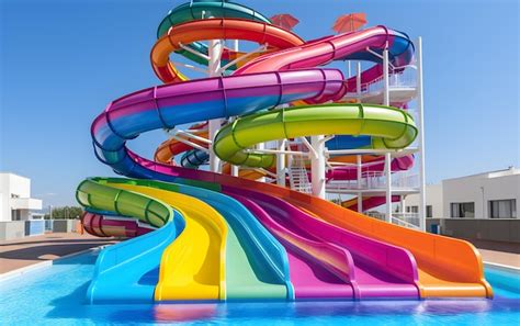 Premium AI Image | Beautiful water park with colorful water slides