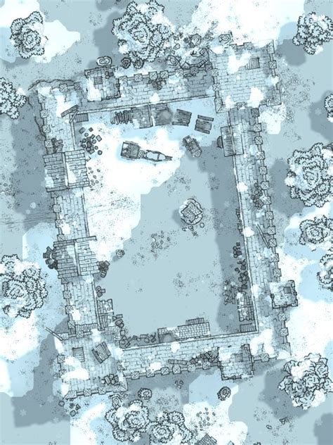 A isolated fortress on the edge of the known world, covered by snowfall. : battlemaps | Dungeon ...