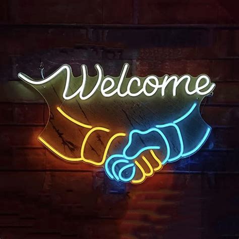 Welcome Neon Signs 80 X 50 Cm LED Ultra Bright Creative Gorgeous Wall Decor Light for Business ...